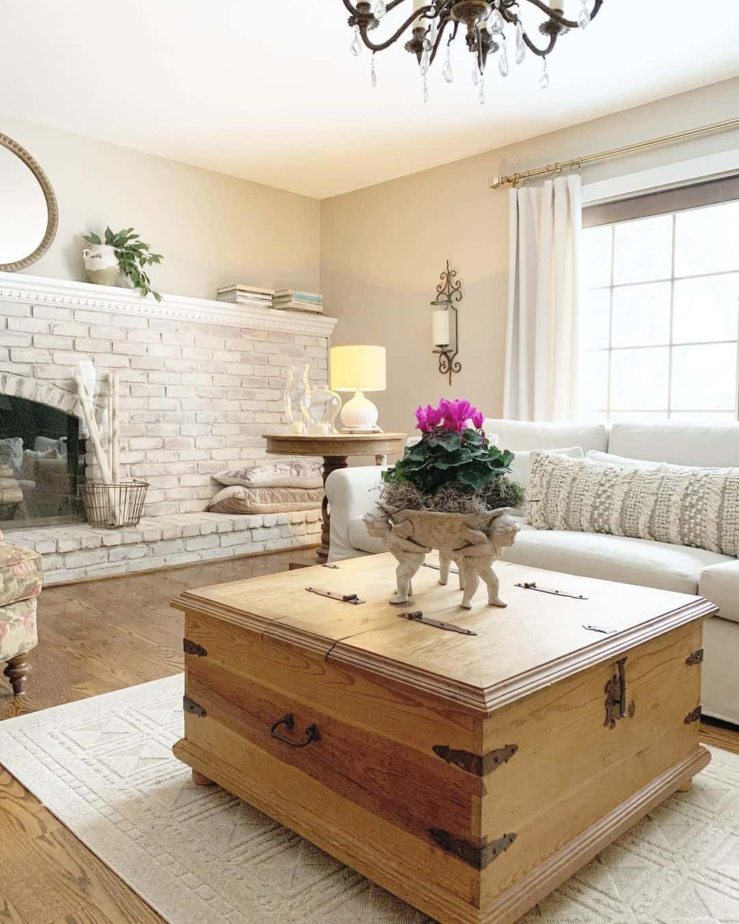 Wooden Trunk Coffee Table With Antique Hardware