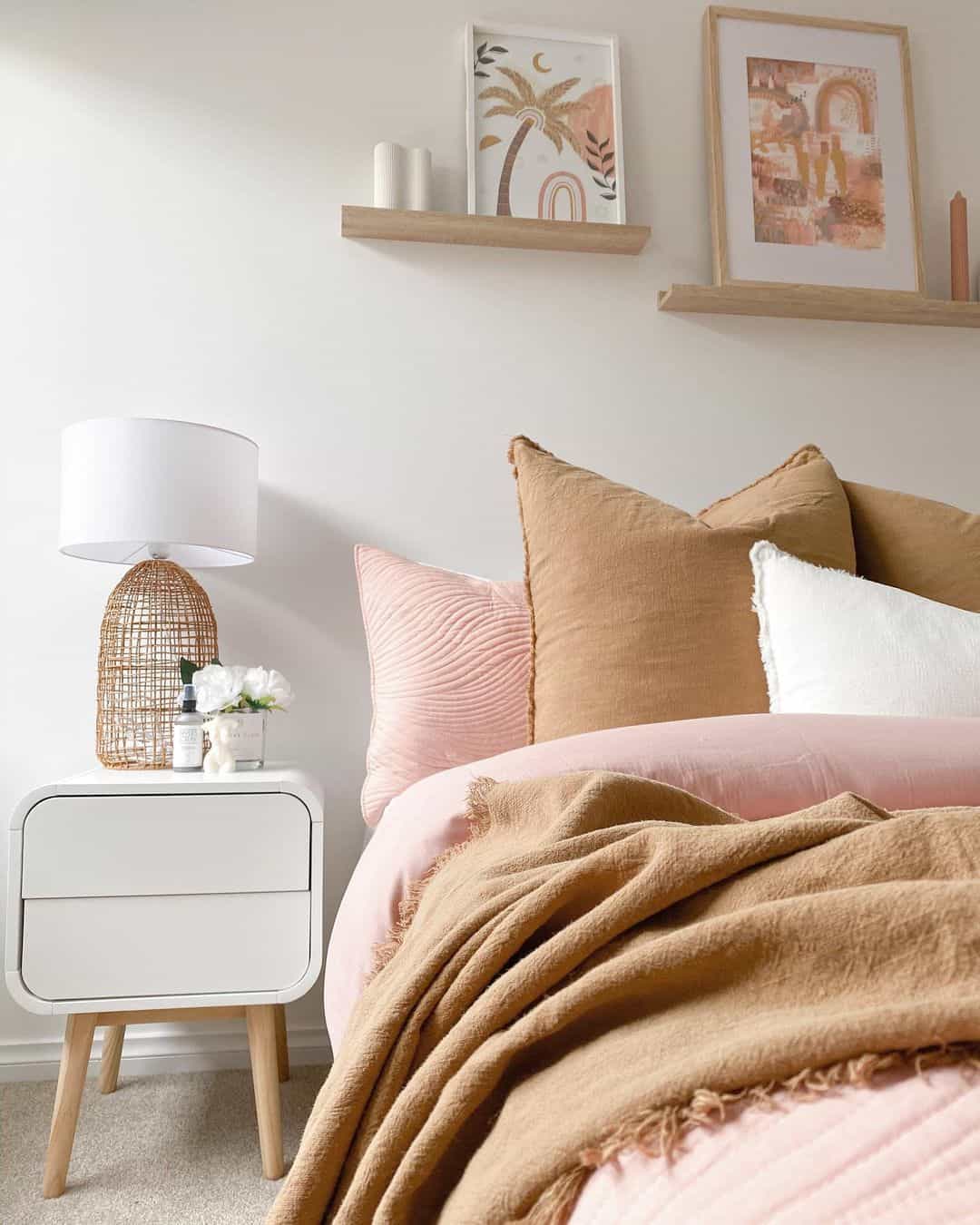 Layer Boho Bedding in Earthy Tones and Soft Pastels