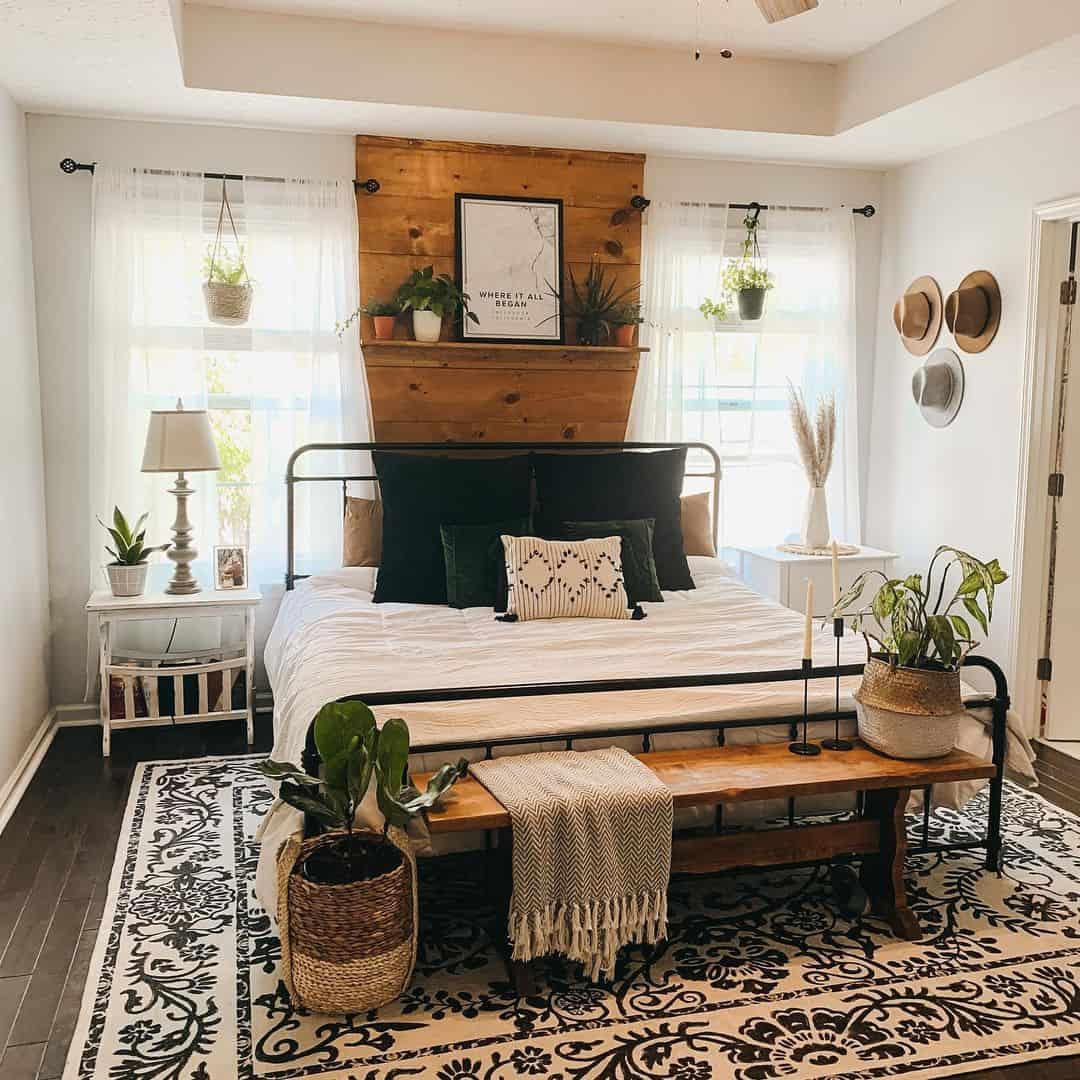Wood Plank Accent Wall Behind Bed