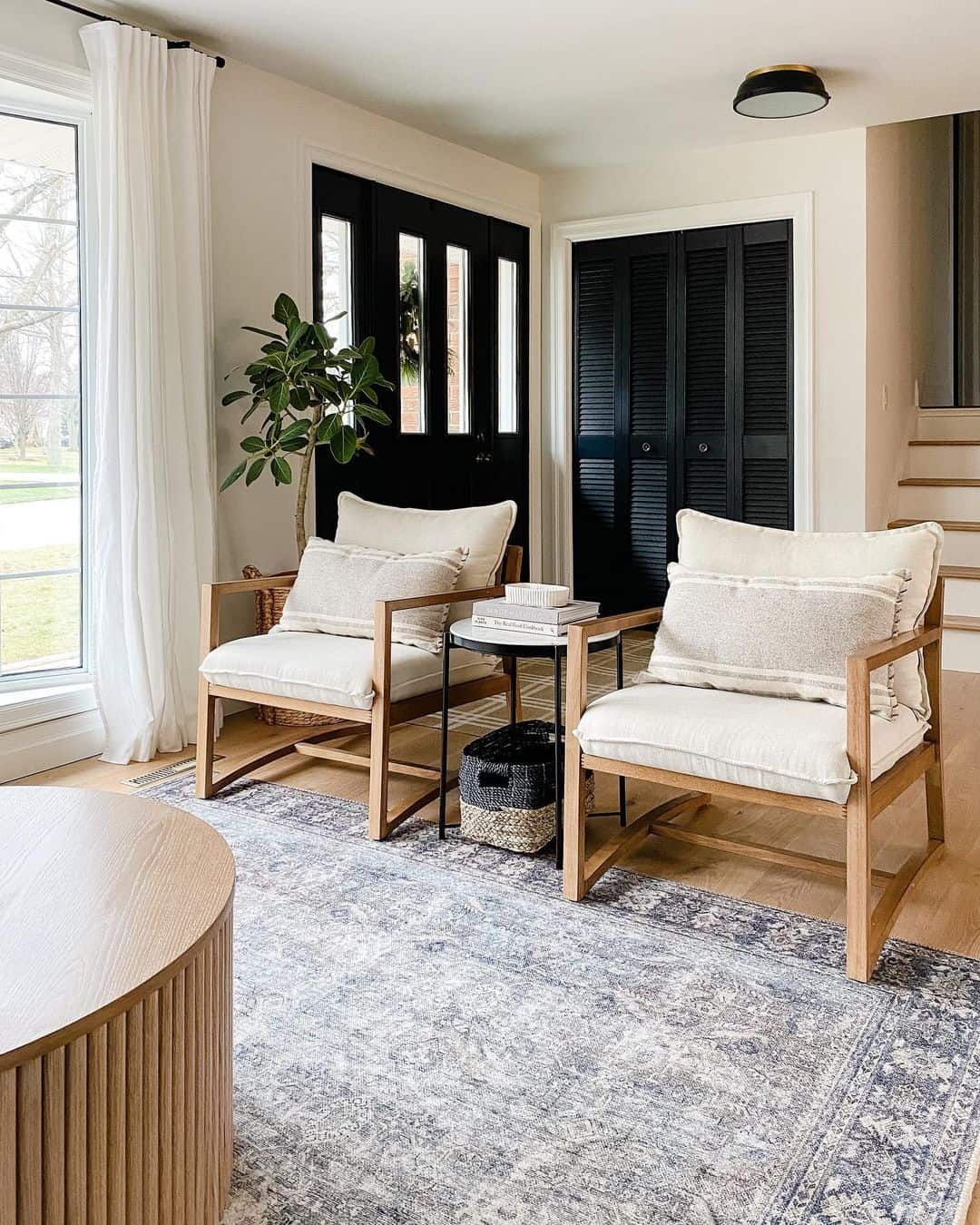 Architectural Detail with Black Louvered Closet Doors