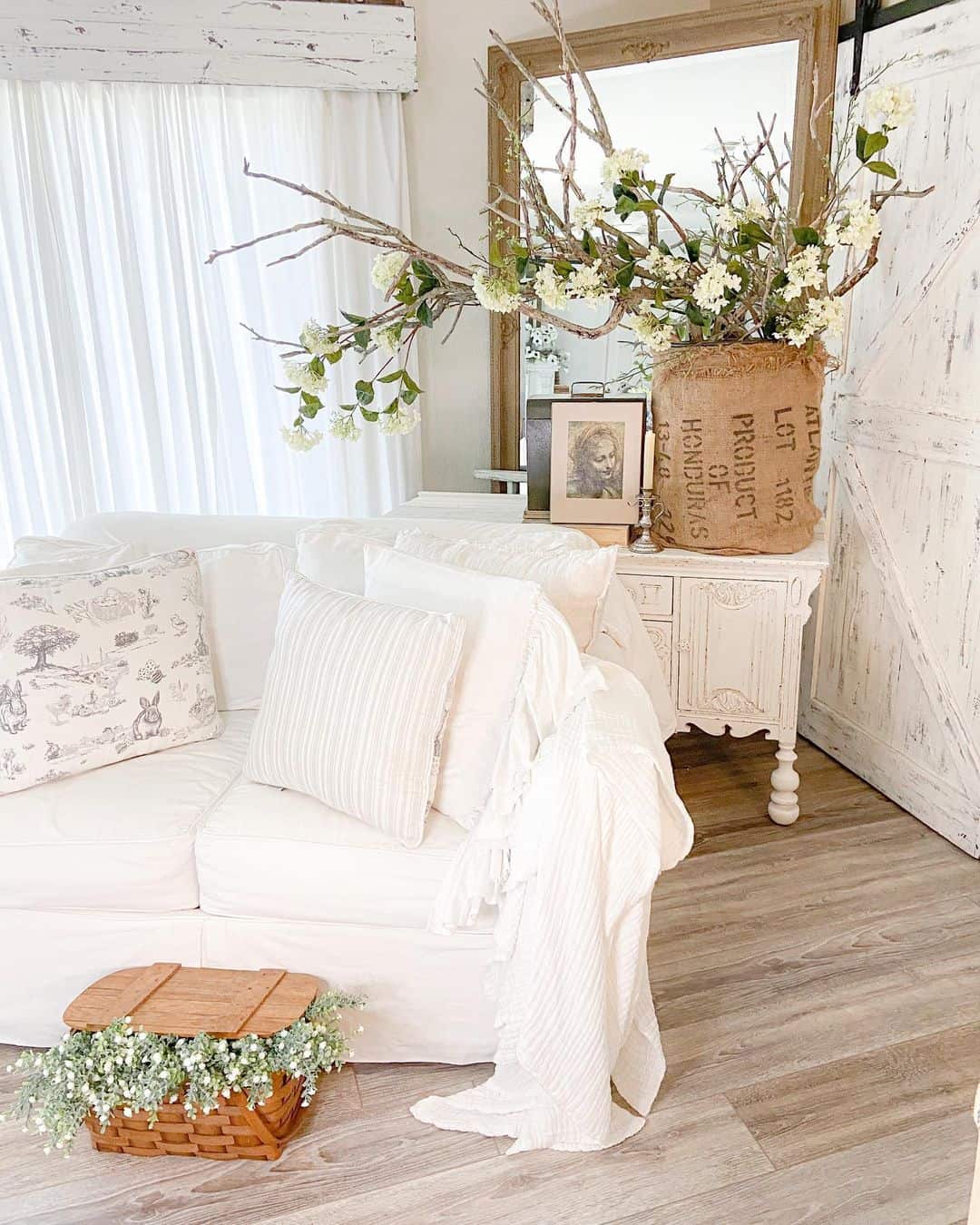 Incorporate Rustic Texture with a Burlap Sack Planter for Tall Branches