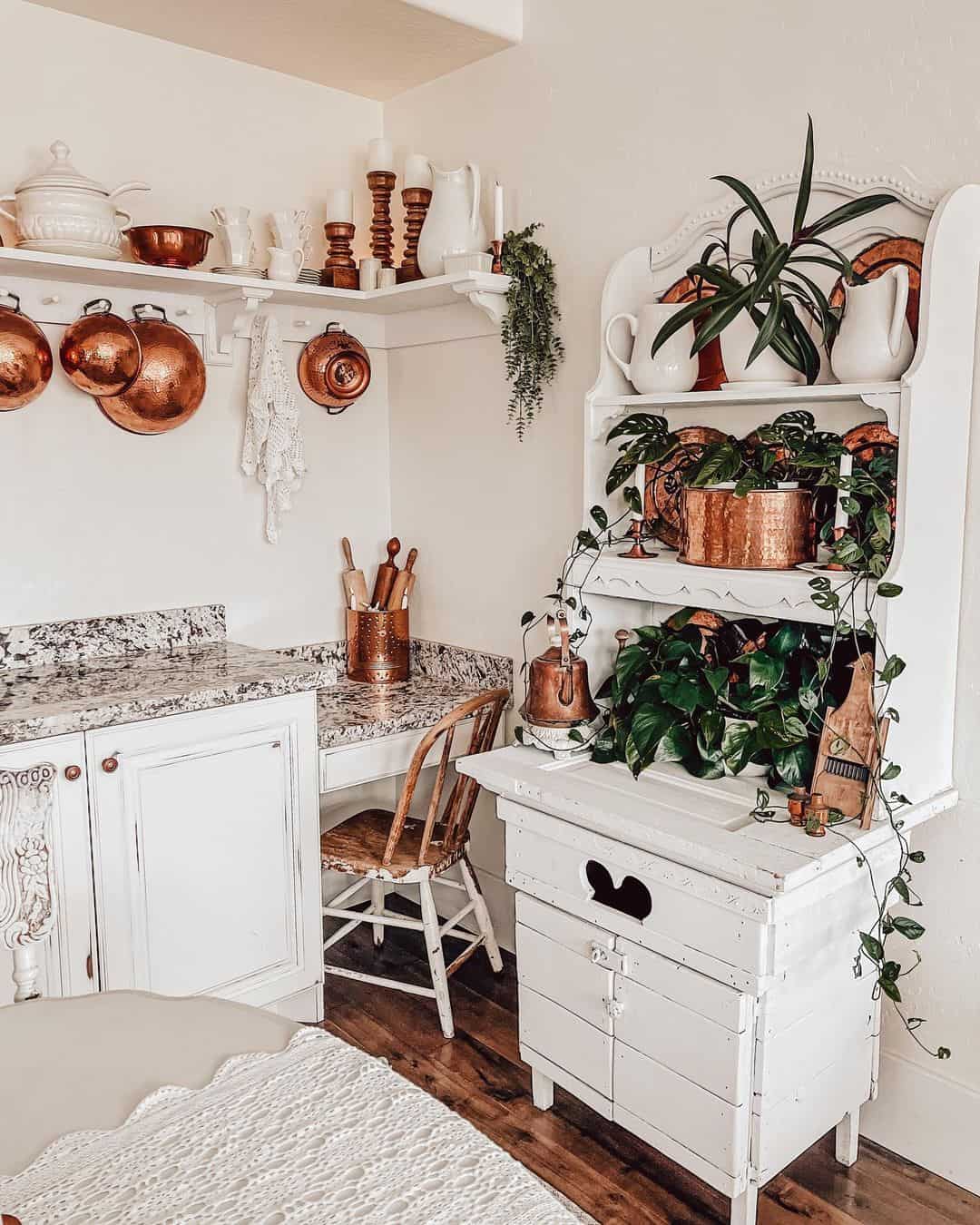 Copper Pots and Utensils Add Warm Metallic Accents
