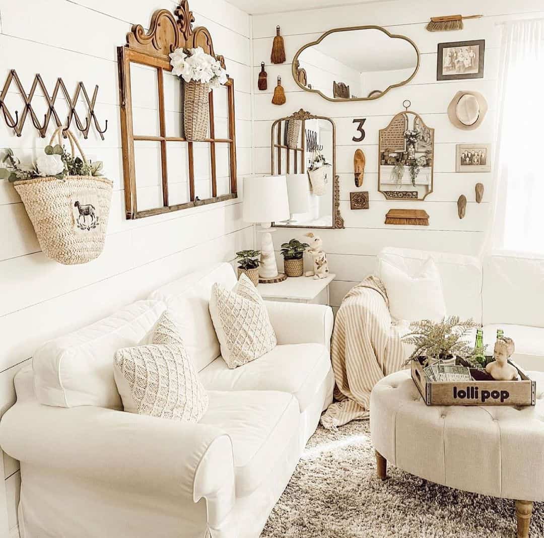 Vintage Window Frame Displays Flowers and Greenery