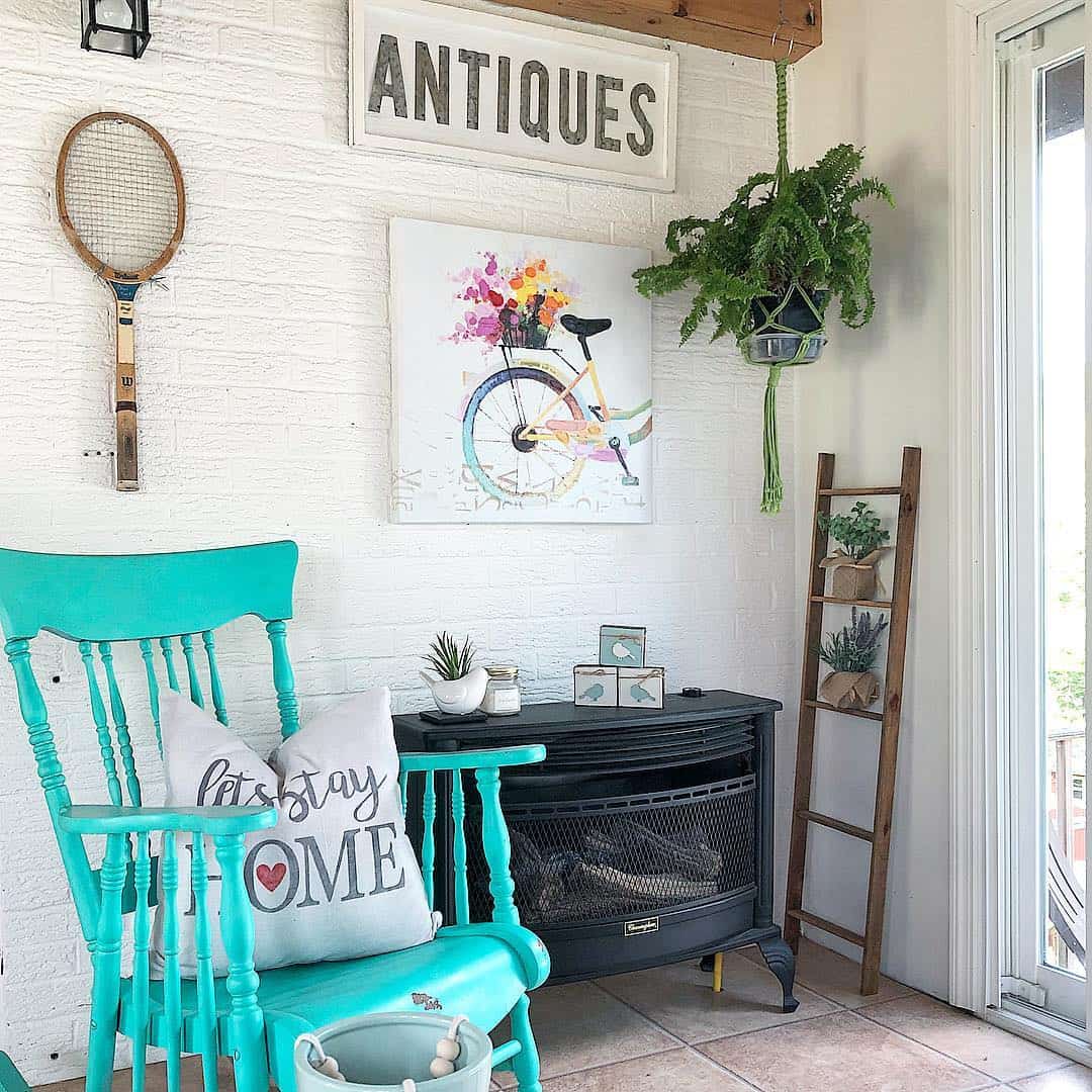 Rustic Ladder Holds Small Potted Plants for Vertical Greenery