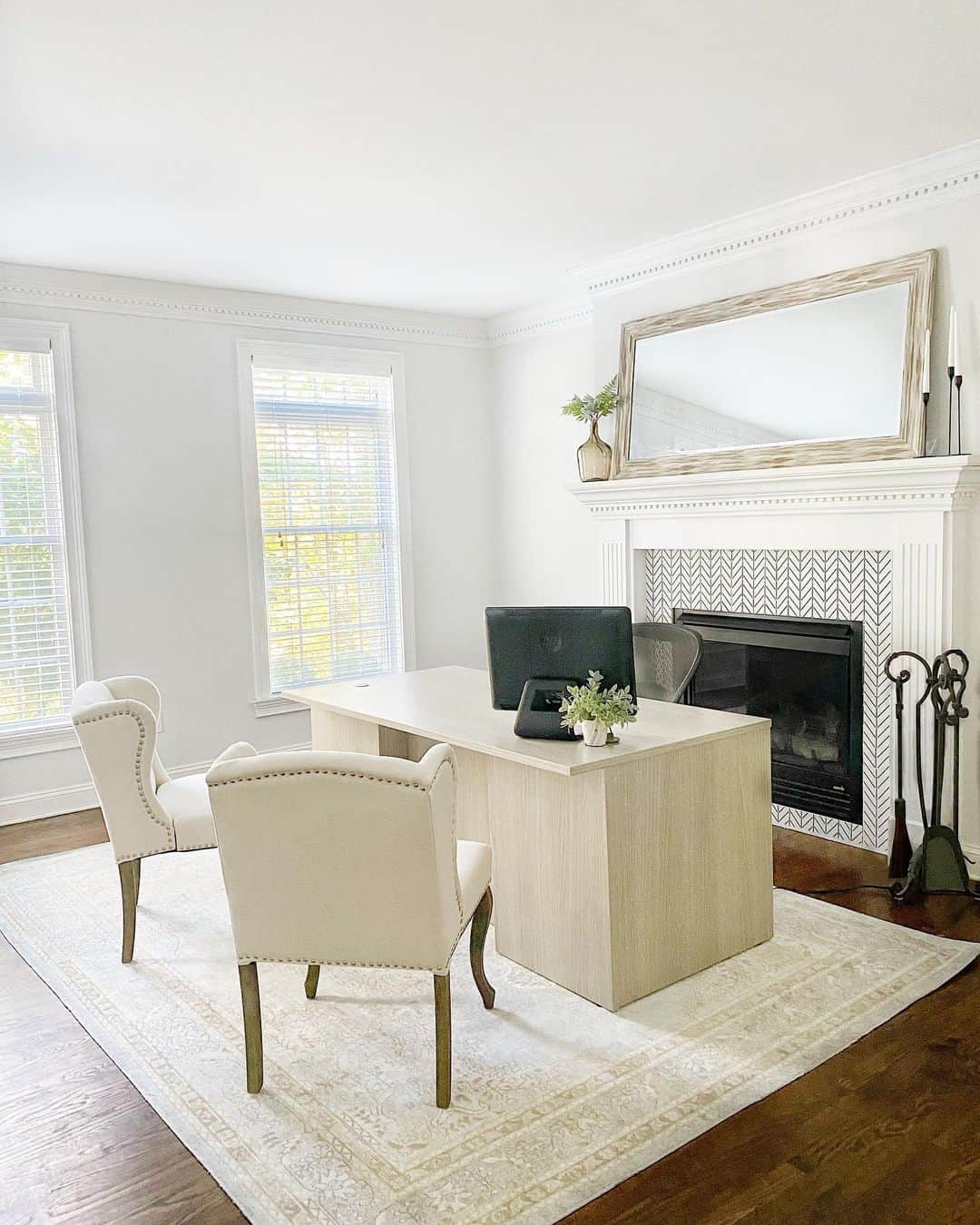 Patterned Tile Fireplace Adds a Geometric Accent to the Room