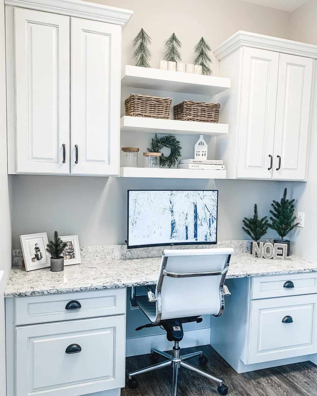 Floating Shelves Display Seasonal Decor With Woven Baskets