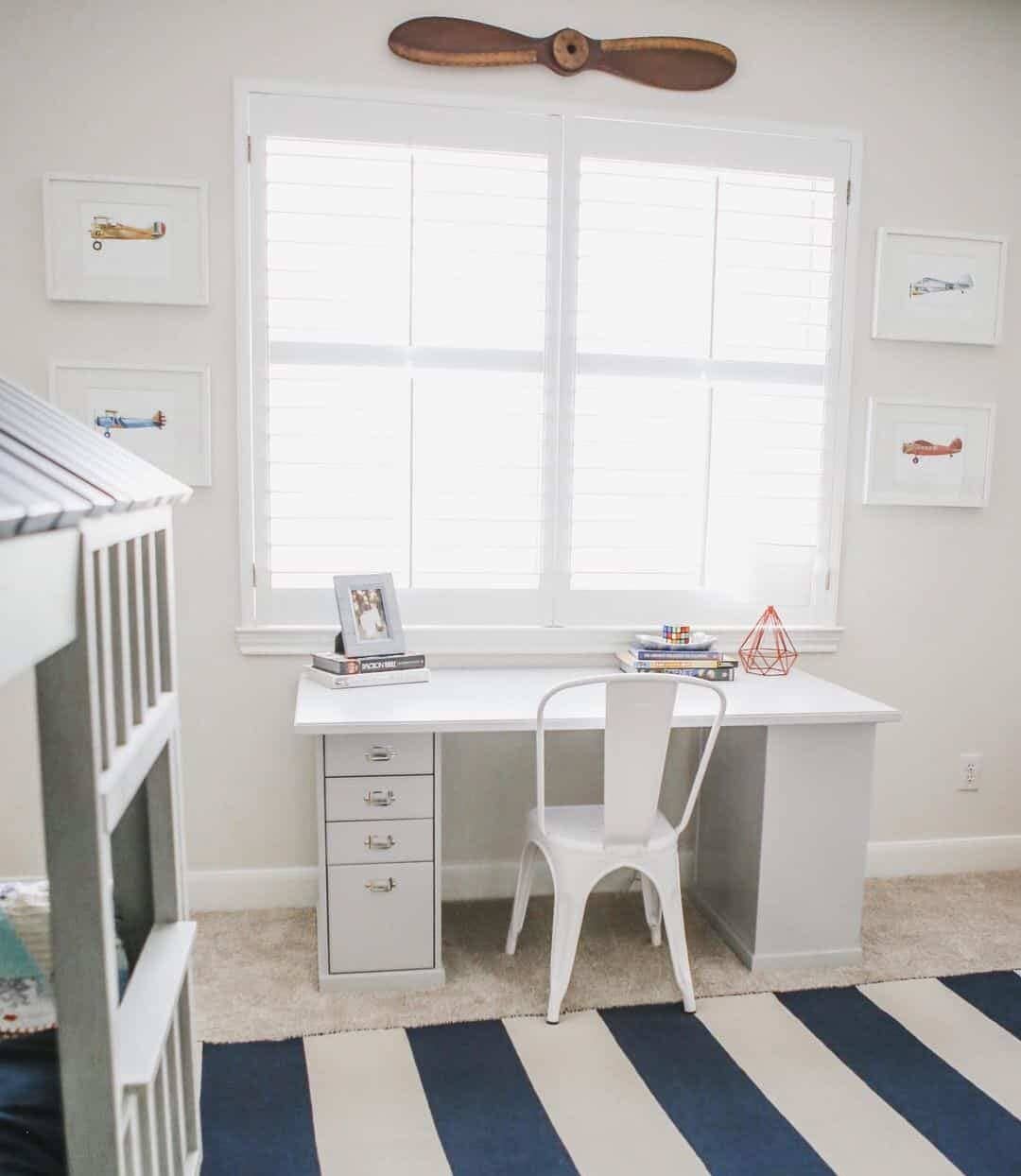 Airplane Art and Propeller Decor for a Themed Workspace