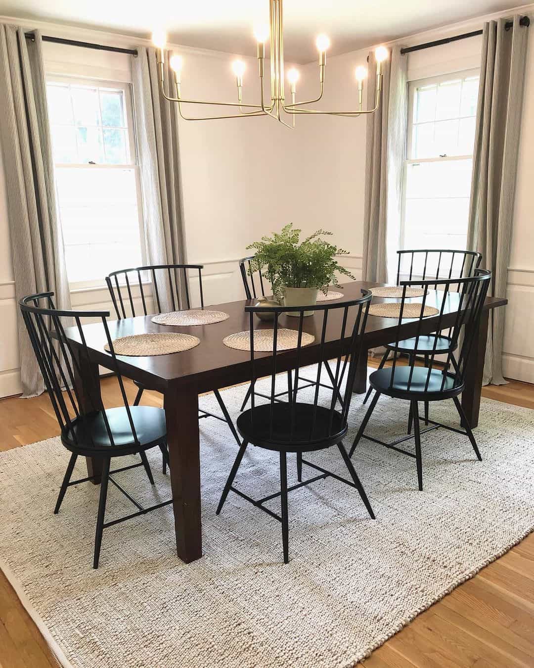 Ground Your Dark Table with a Natural Fiber Rug