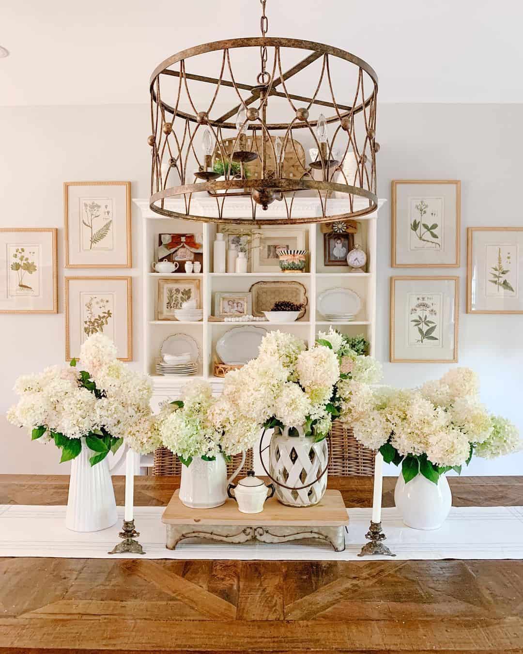 Framed Botanical Prints Add Natural Elegance to White Shelving