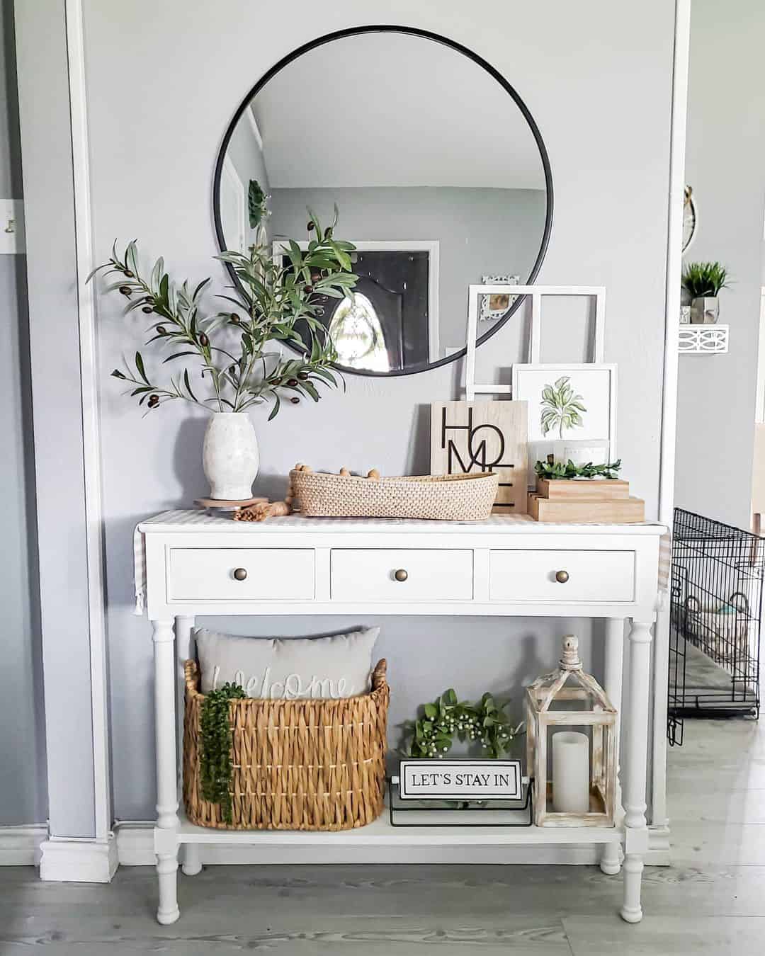 Olive Branch In Textured Vase Adds Natural Elegance
