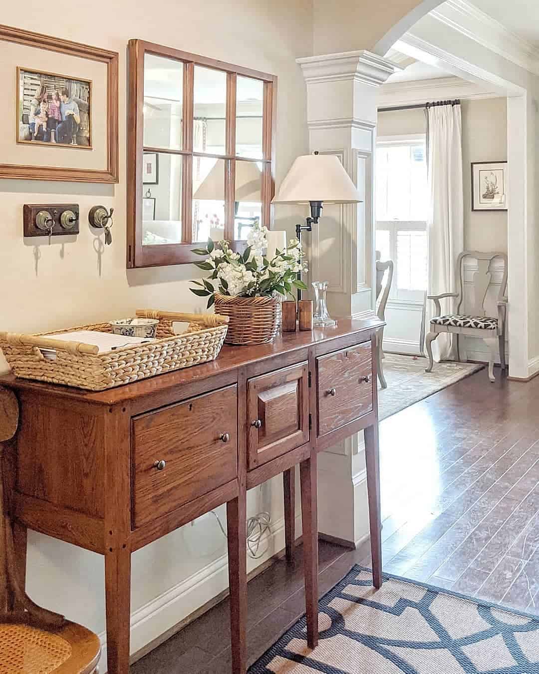 Woven Basket Holds Mail and Essentials for Entryway