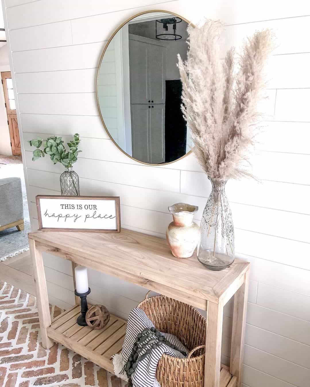 Tall Pampas Grass Adds Airy Texture to Entryway