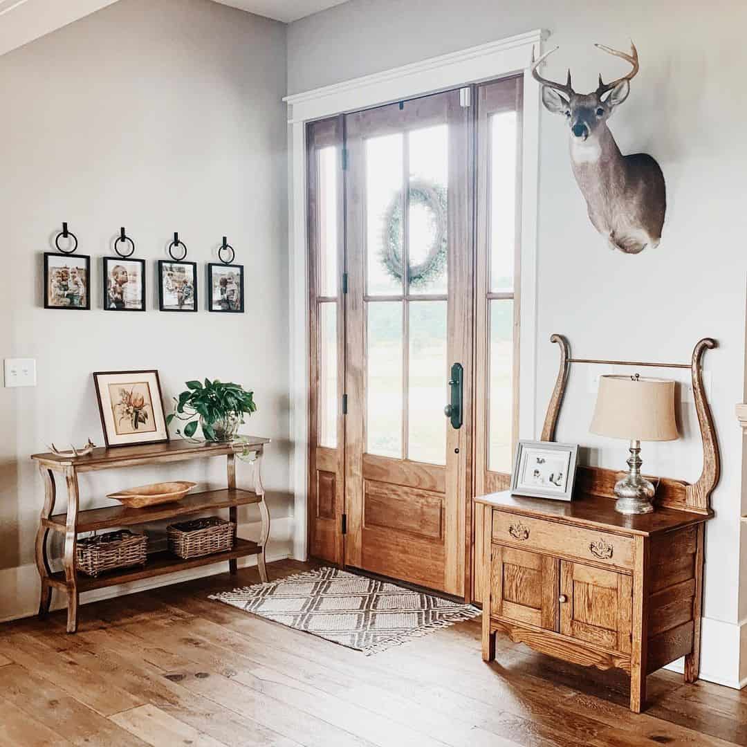 Mounted Deer Head Adds Rustic Charm Above Console