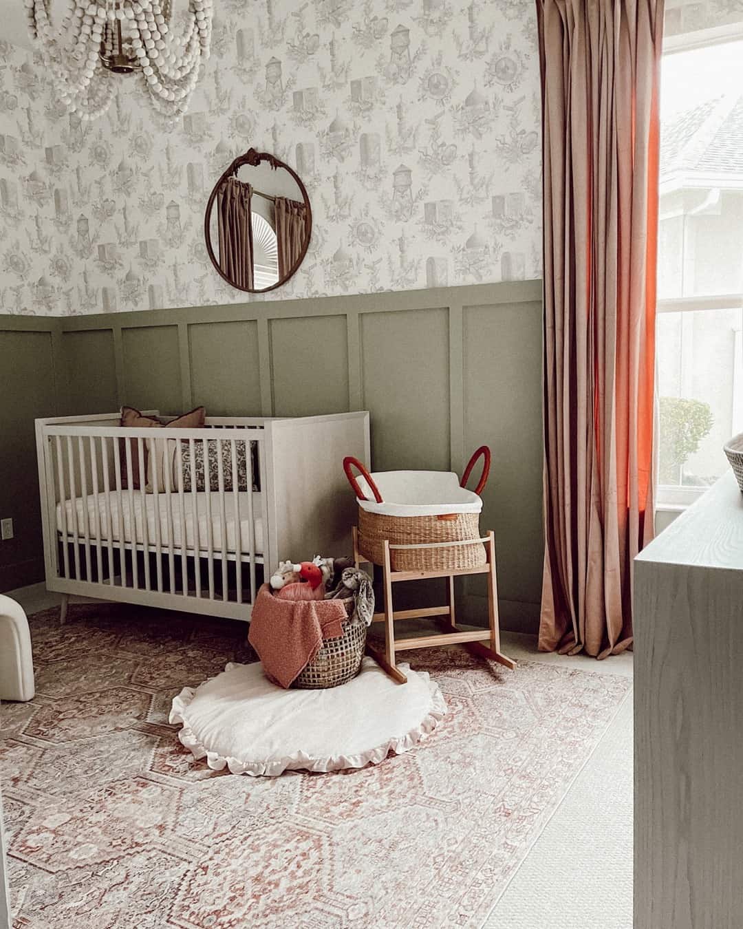 Green Board and Batten Walls Complement Toile Wallpaper