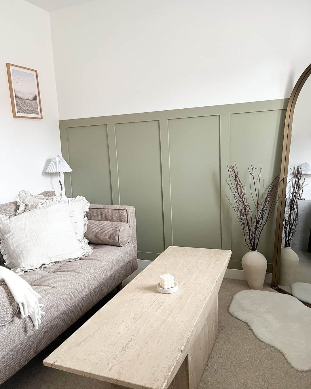 Sage Green Board and Batten Walls for a Calming Living Space