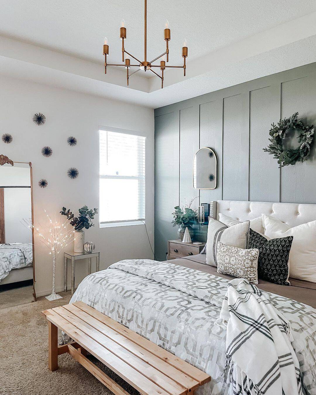 Paneled Walls Create a Backdrop for a Cozy Bedroom