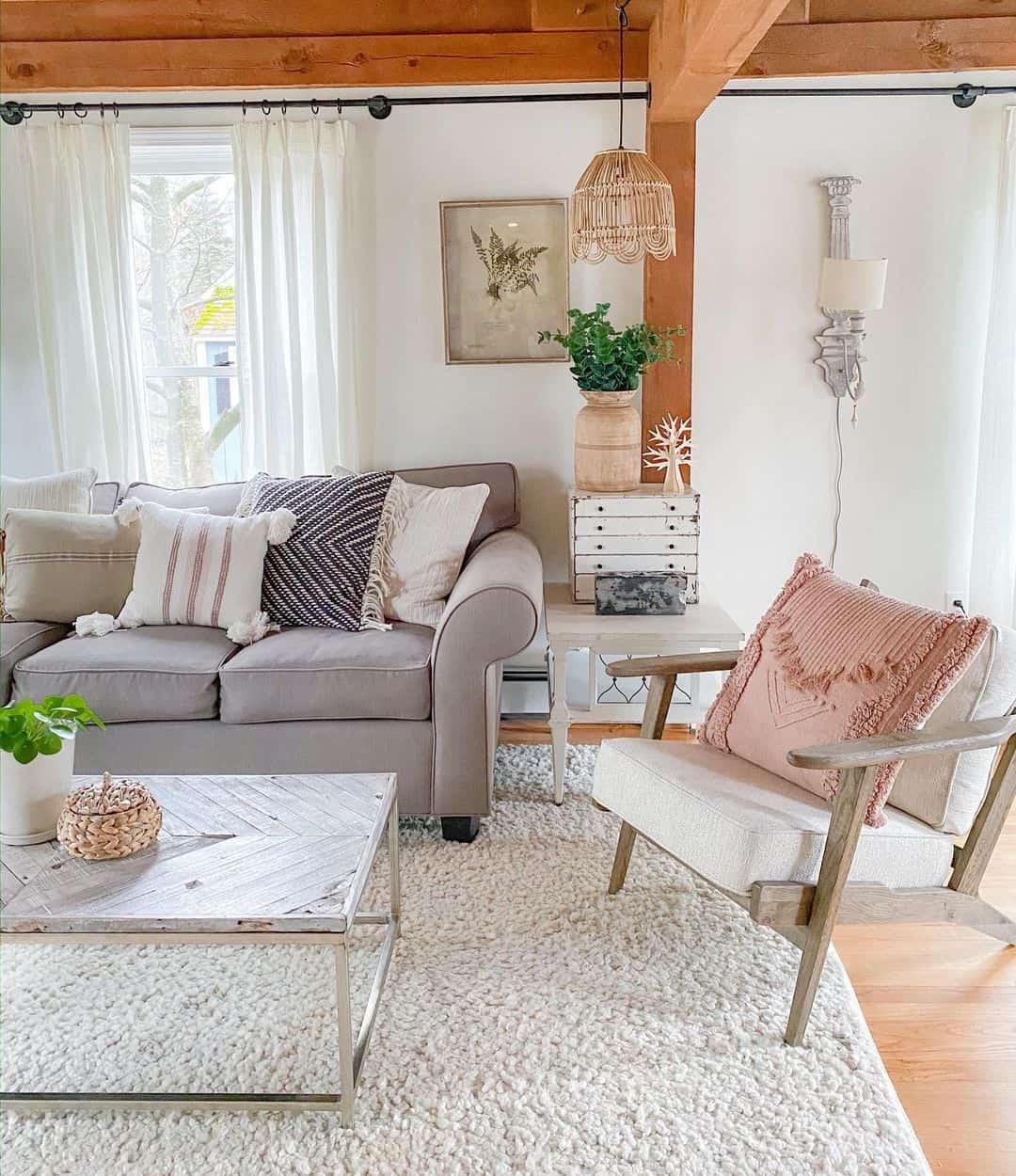 Introduce a pop of color with a textured blush pillow