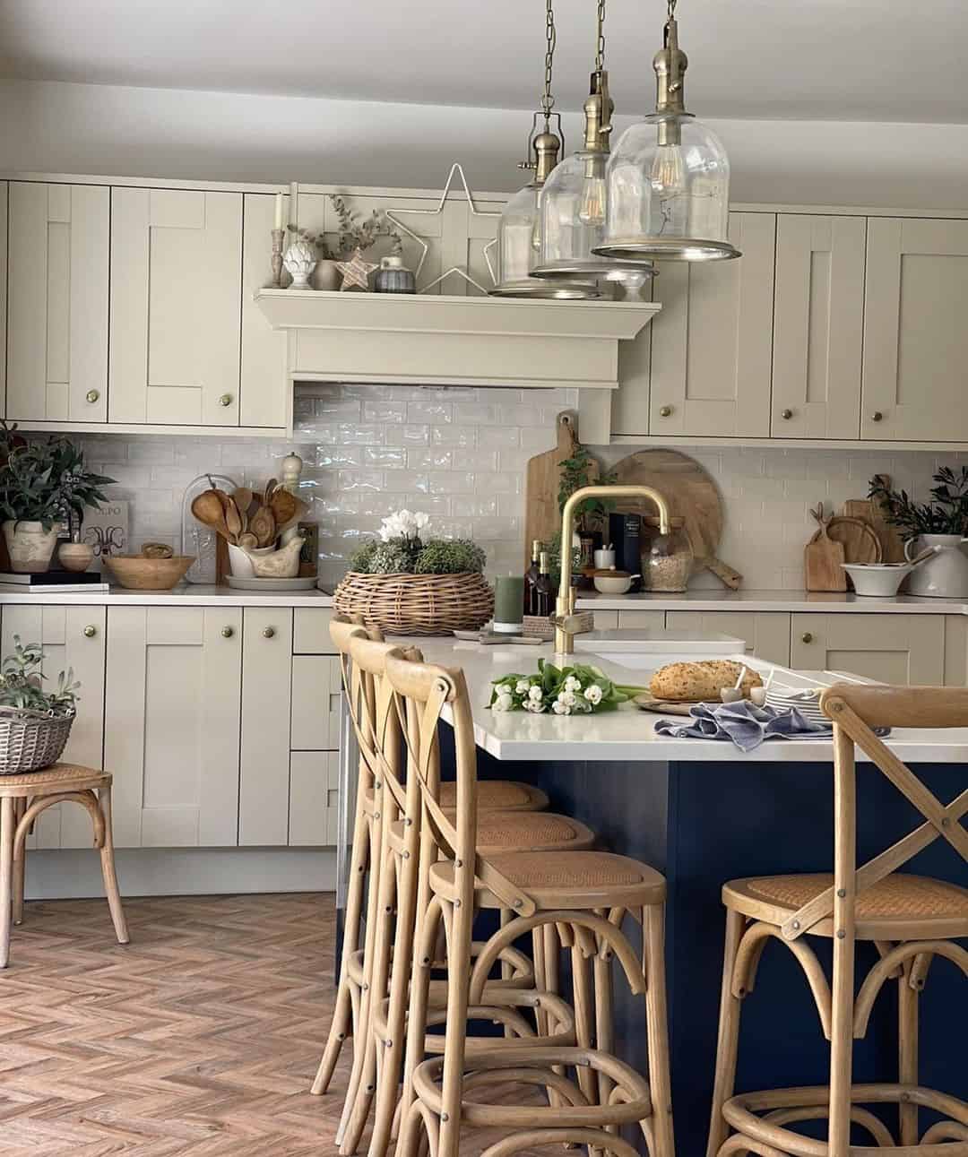 Natural Wood X-Back Stools Add Organic Texture to Island Seating
