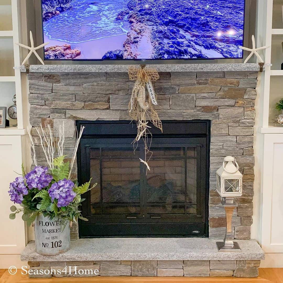 Coastal Accents Frame the Television Above Your Mantel