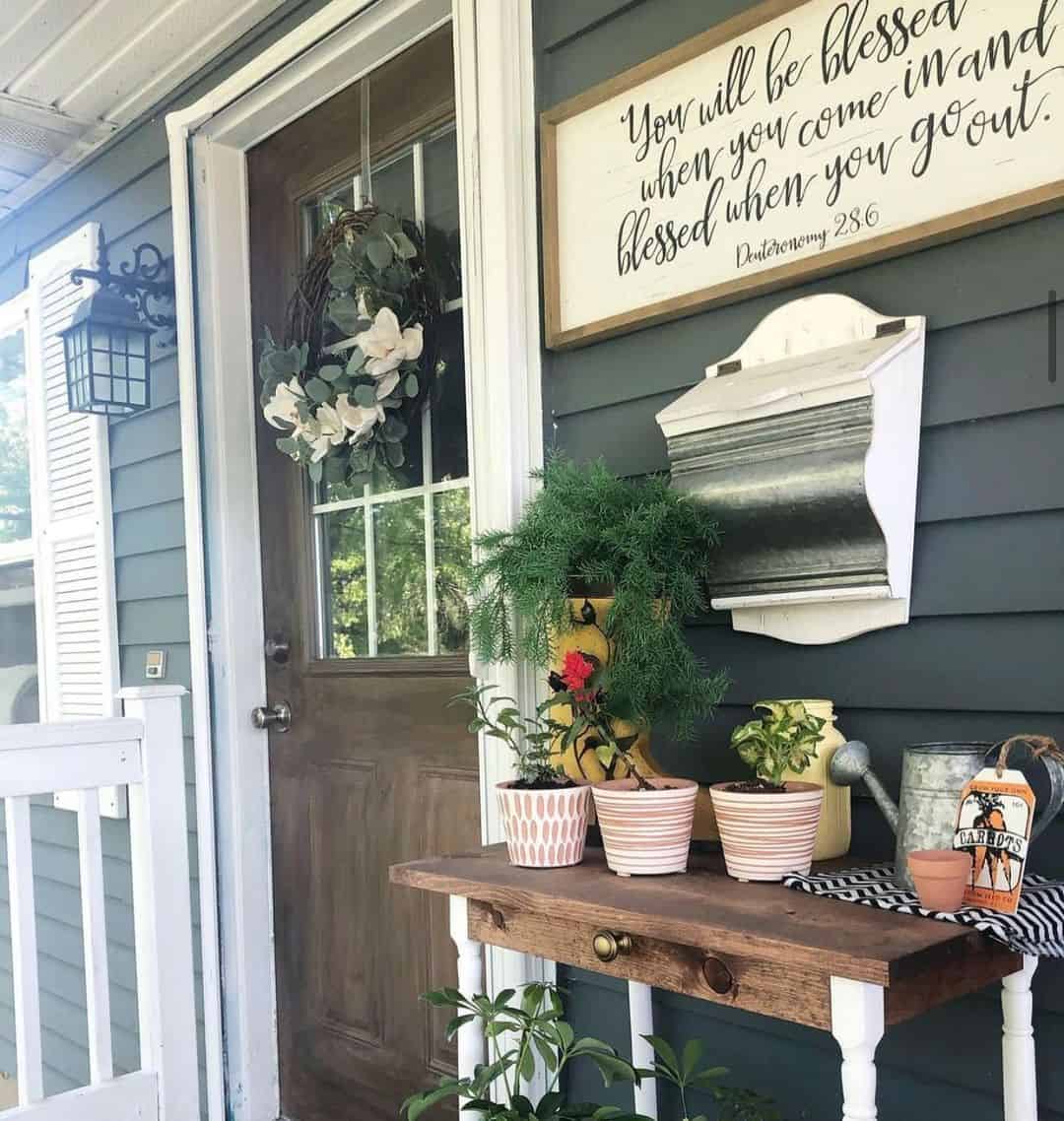 Group Striped Pots for a Console Table Display