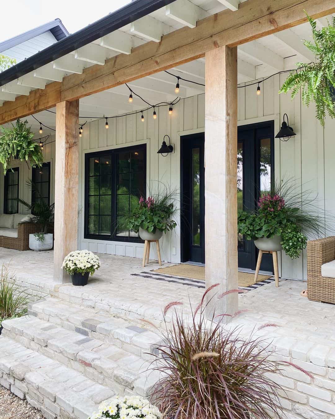 String Lights Add Cozy Ambiance to Covered Porch