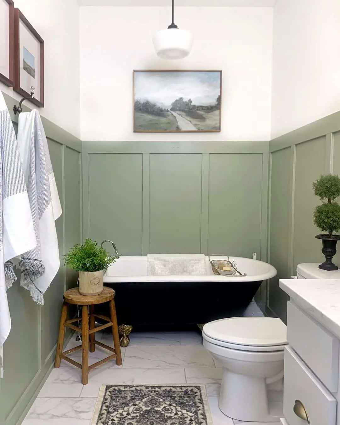 Sage Green Wainscoting Frames Nature Art