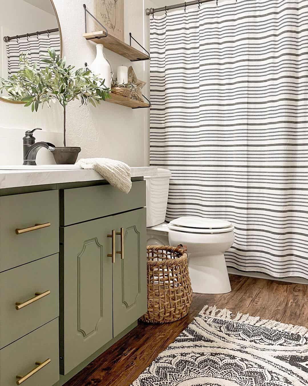Sage Green Vanity with Ornate Door Panels