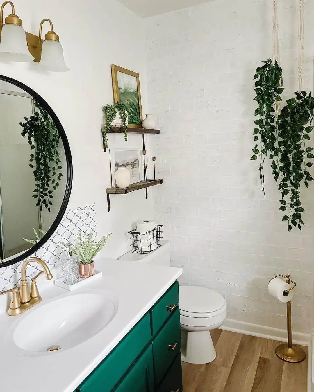 Cascading Greenery Softens White Brick Walls