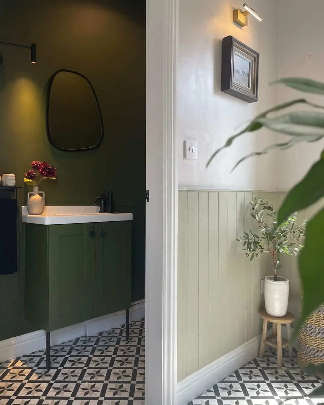 Combine Deep Green Vanity and Pale Green Beadboard