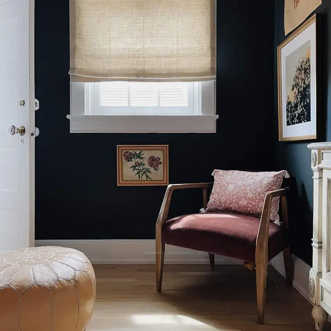 Framed Botanical Art Adds a Delicate Touch to Dark Walls