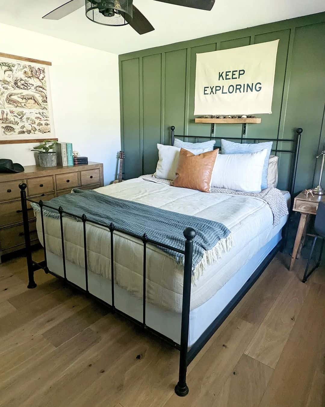 Green Board and Batten Walls That Frame a Banner