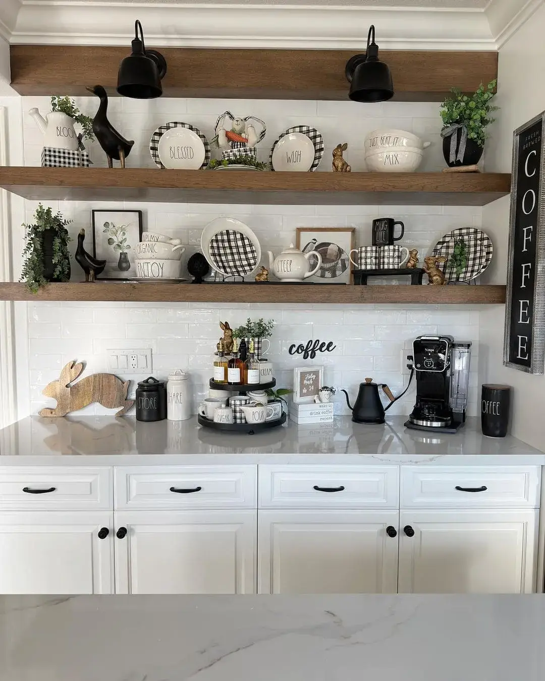 Tiered Tray Displays Coffee Condiments and Cups