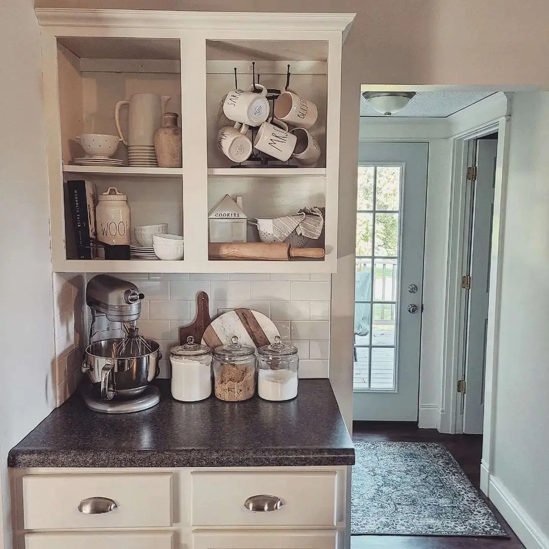 Hanging Mug Rack Keeps Coffee Cups Accessible Inside a Cabinet
