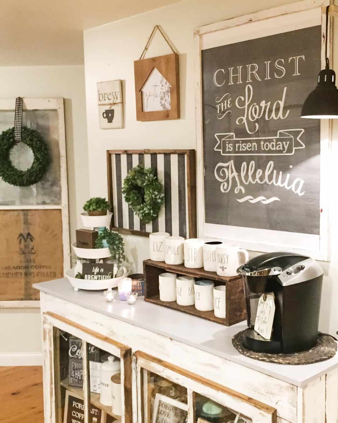Tiered Tray Displays Coffee Bar Accents and Brew-tiful Sayings