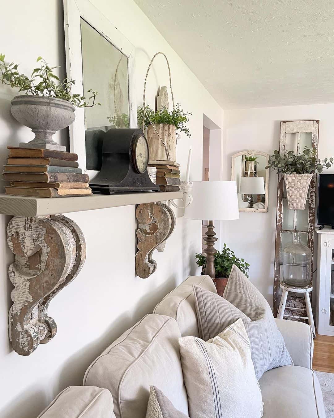 Incorporate Vintage Corbel Brackets for Shelving Support