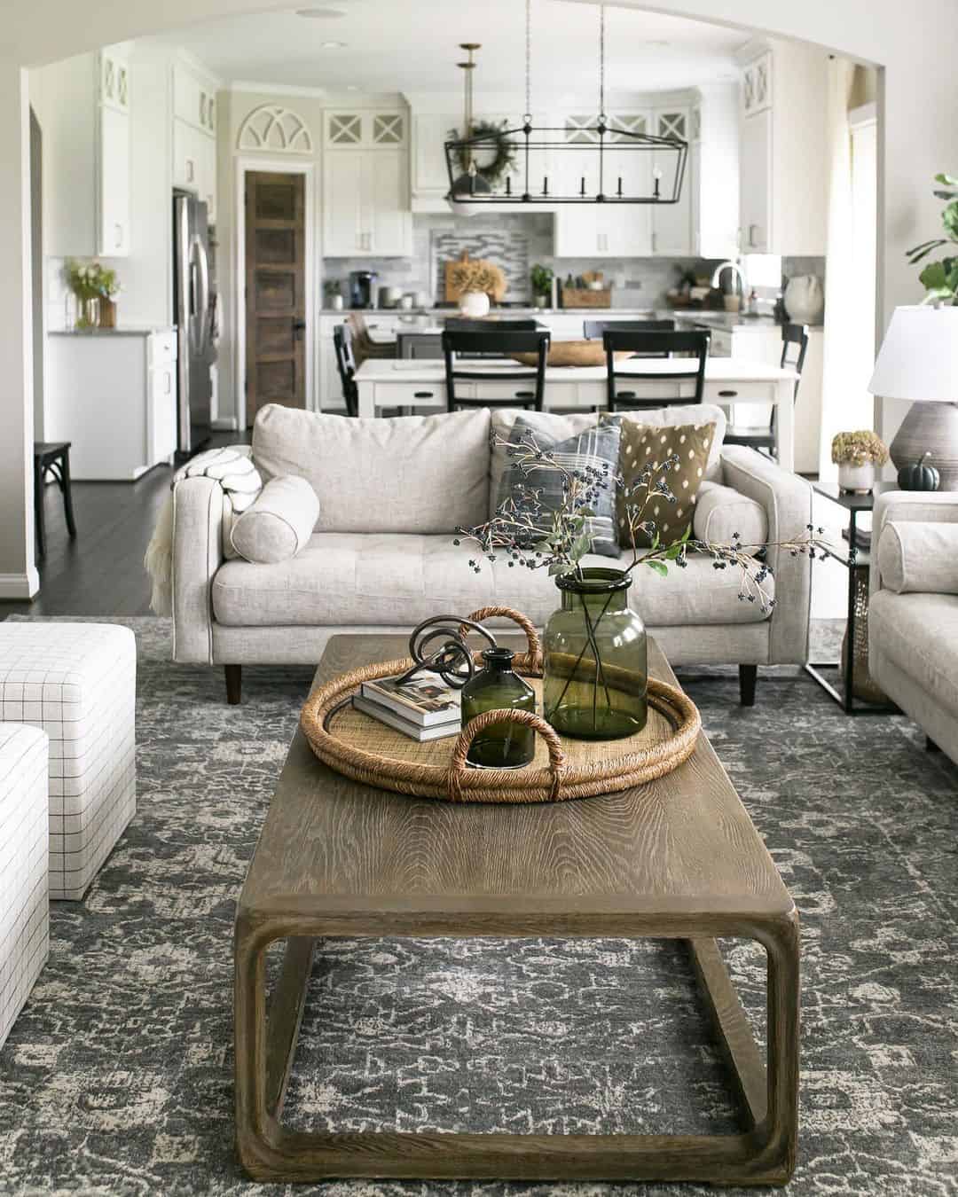 Round Woven Tray Anchors Coffee Table Decor
