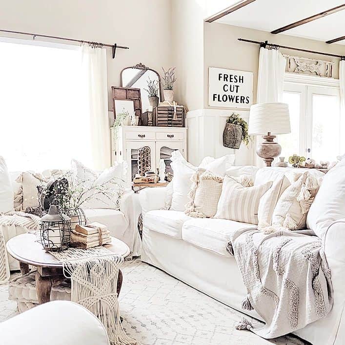 Layered Textured Throws and Pillows Create Cozy Seating