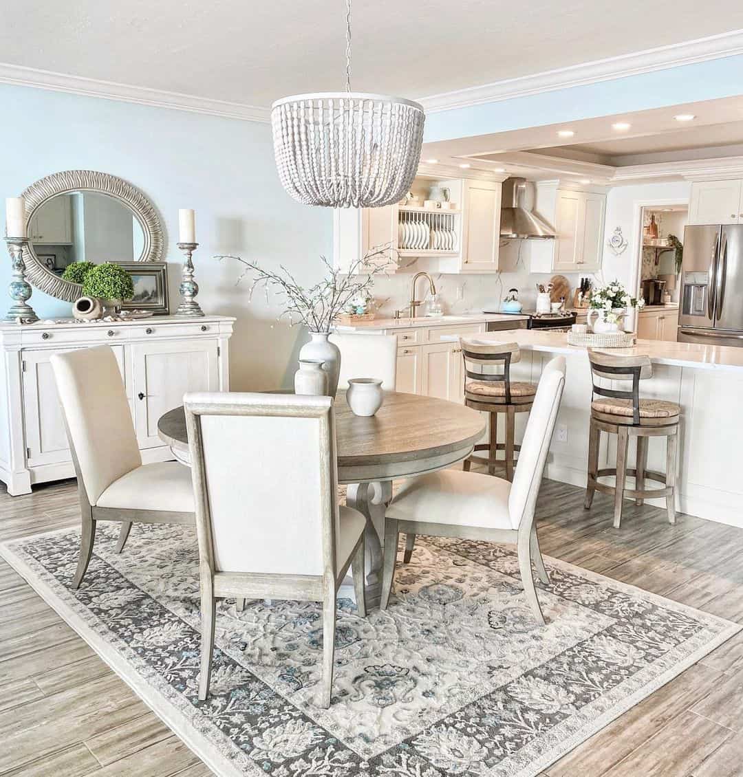 Beaded Chandelier Adds Soft Texture Above the Table
