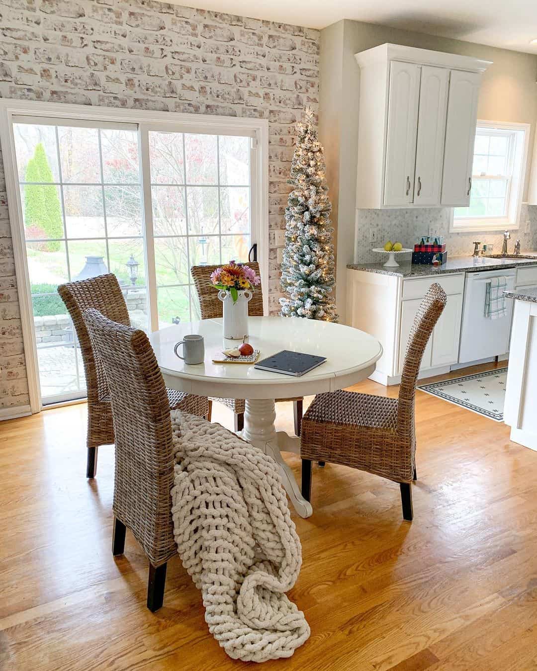Drape a Chunky Knit Throw Over Wicker Chairs