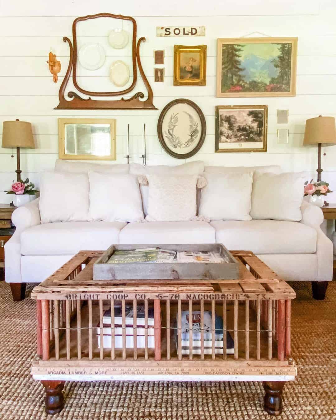 Gallery Wall Features Vintage Plates on Ornate Mirror