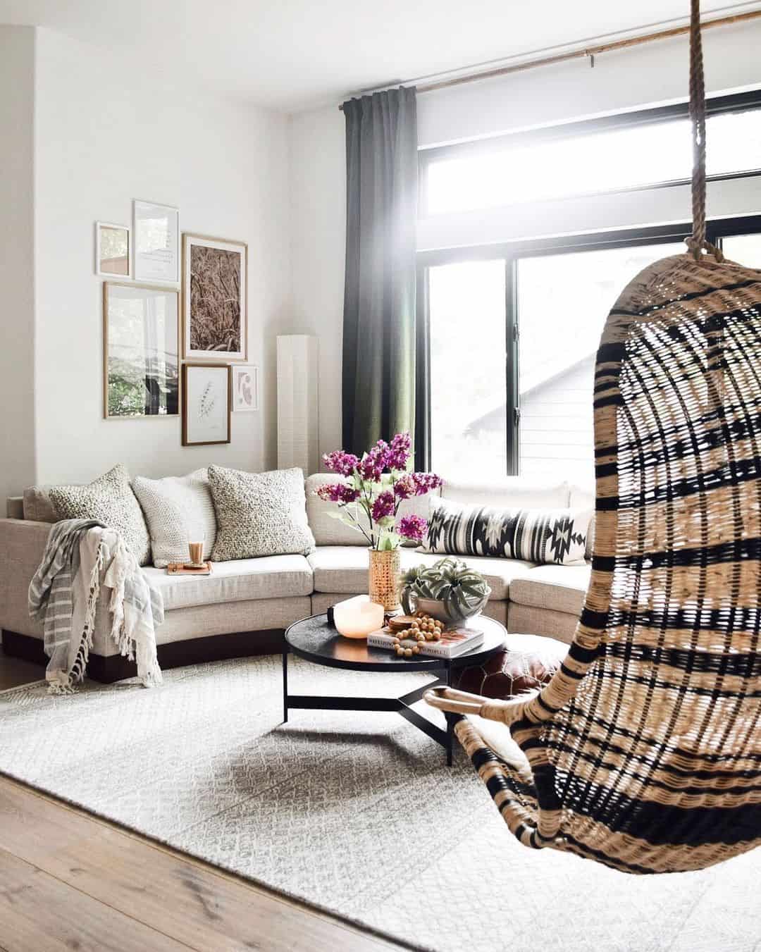 Hanging Rattan Chair Adds Boho Texture to Living Space