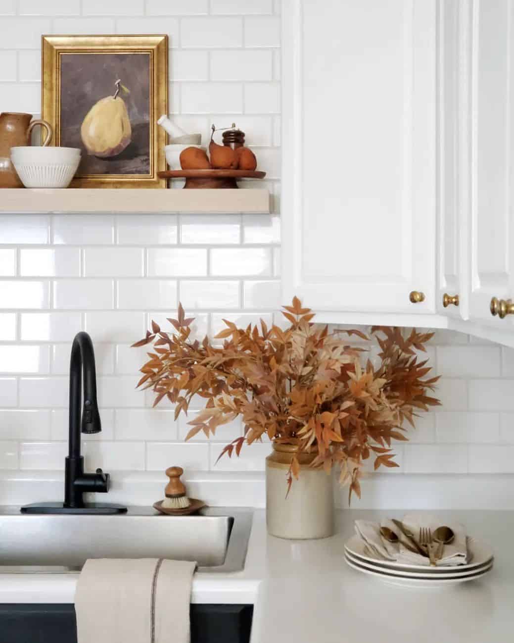 Earthy Faux Foliage in a Vintage Crock
