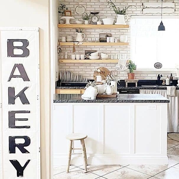 Open Shelving Displays Kitchenware and Decorative Accents