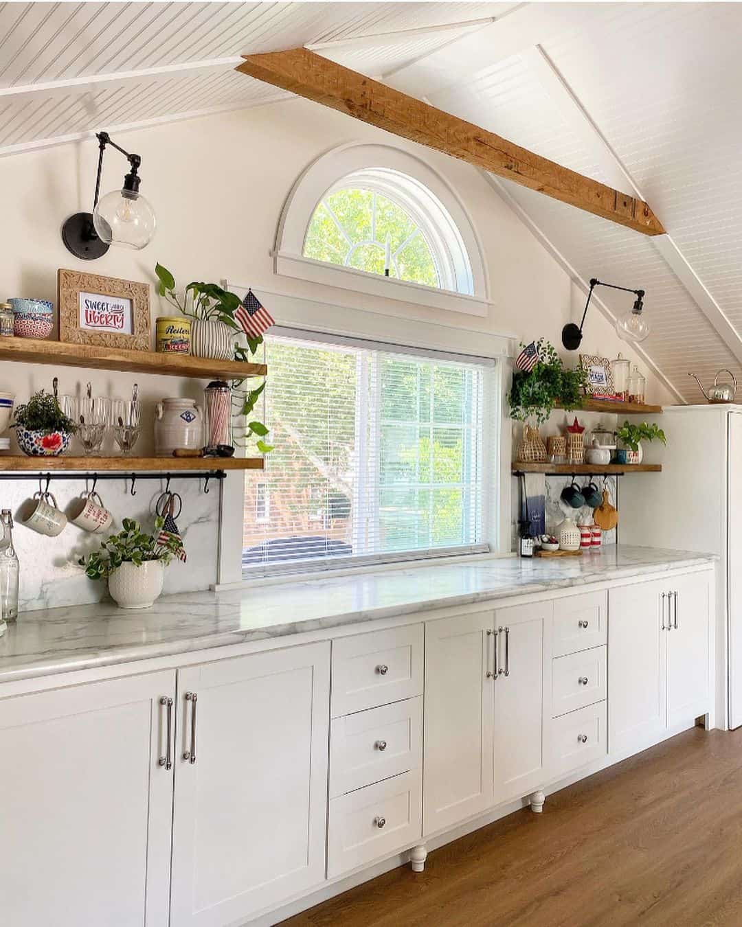 Incorporate a Wooden Beam for Rustic Ceiling Charm