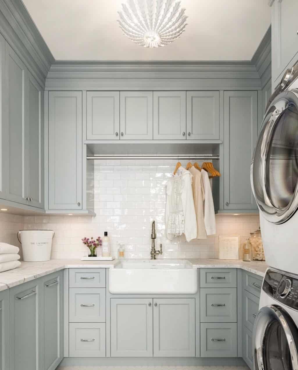 Hanging Rod Integrated Above the Sink for Drying Garments