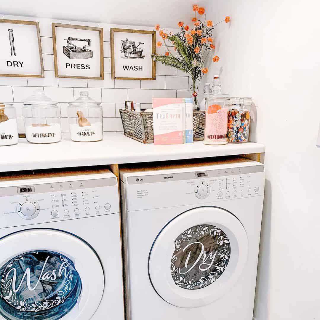 Glass Jars Labeled for Laundry Room Essentials