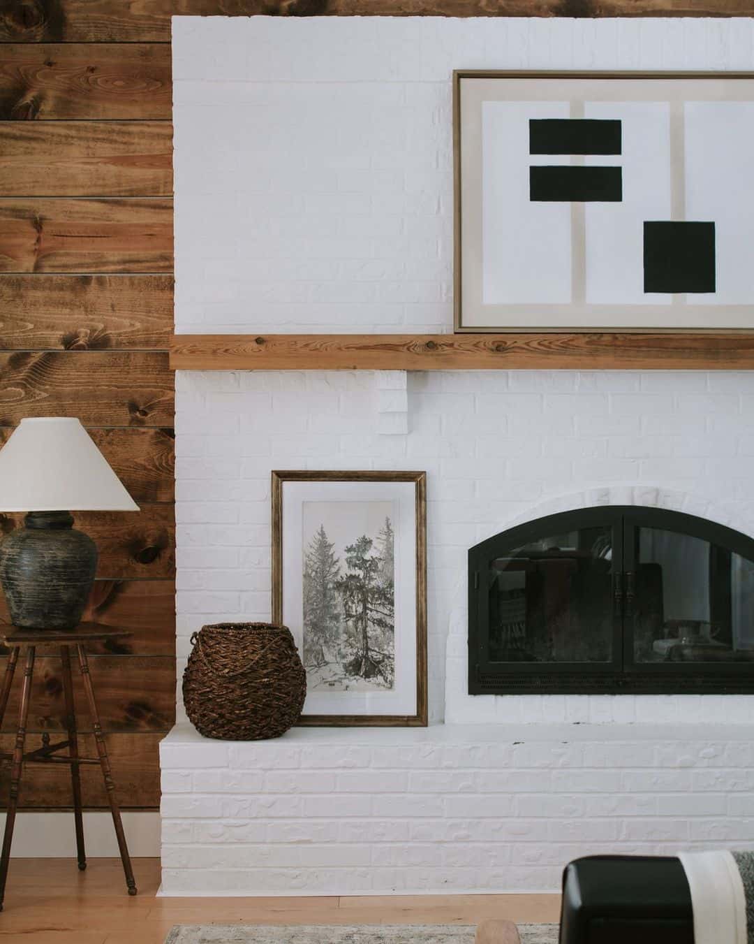Framed Forest Scene Adds Natural Texture to Mantel
