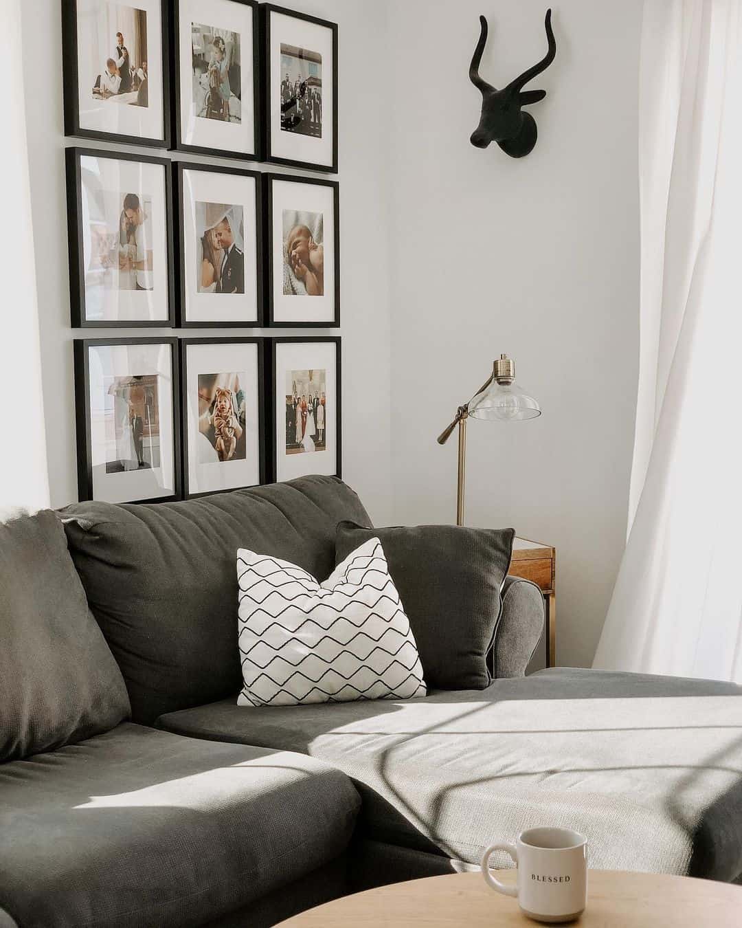 Nine Framed Photos Create a Personal Gallery Wall