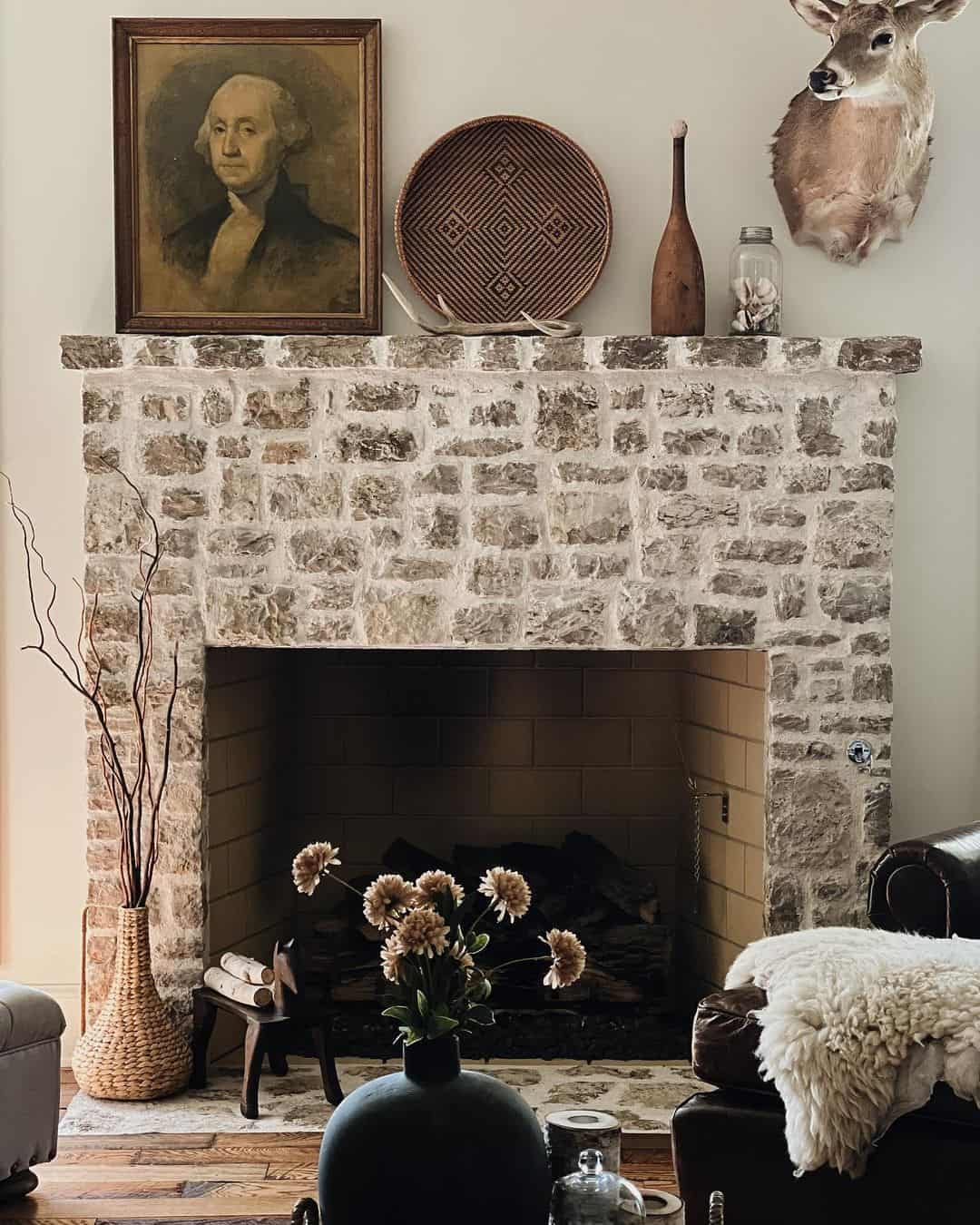 Woven Basket Adds Patterned Texture Above Your Fireplace