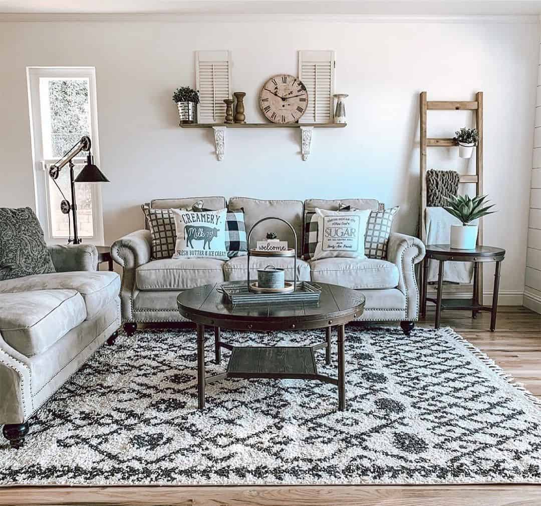 Round Coffee Table With Lower Shelf Holds Decor